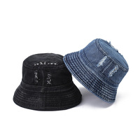 Chapeau Bob en Jean Vieilli Style Vintage avec Logo Personnalisé, Luxe, Hip Hop, Street Style, Unisexe, pour Festival, Événement, Usage Quotidien, Vente en Gros
