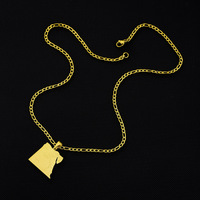 Fabricante de acero inoxidable 18K chapado en oro Egipto mapa encanto cadena cubana collar bandera egipcia mapa colgante Cuba cadena collar