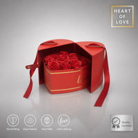 Leabon Hartvormige Cadeaupapierdoos Rood Rozen Gevuld Lint Sluiting met Drukknoop voor Valentijnsdag Liefdesgeschenk Verpakking Groothandel Fabriek