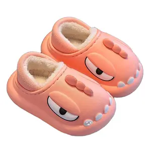 Children's cotton slippers winter EVA step on poo sense dinosaur bag for boys and girls with baby waterproof warm cotton shoes