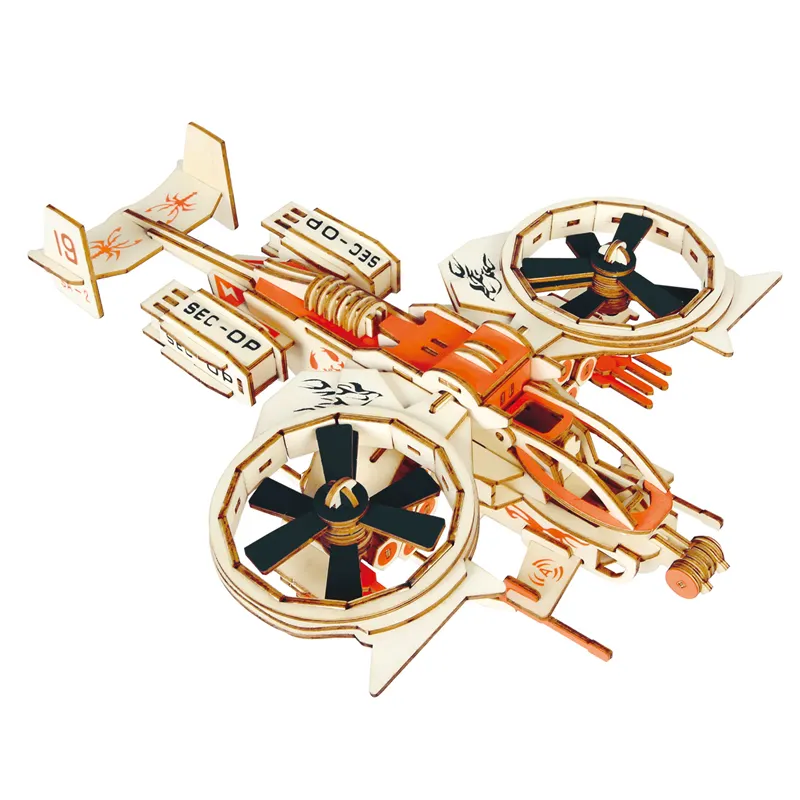 children Creative wooden fighter spaceship military helicopter model kit custom wood crafts gift souvenir kids 3d puzzle toys