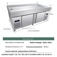 Vitrine Réfrigérée à Froid Direct 2 Portes Encastrable en Acier Inoxydable à Ouverture par le Haut pour Fruits de Mer et Poissons avec Glace
