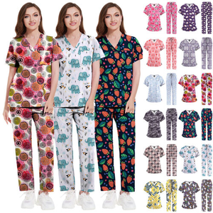 ชุดยูนิฟอร์มพยาบาลสำหรับโรงพยาบาลแขนสั้นสำหรับทุกเพศชุดเสื้อกางเกงพิมพ์ลายสำหรับพยาบาลโรงพยาบาลแฟชั่น - Product Image 1