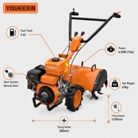 Tractor de un solo eje con rotocultivador 4x4 a gasolina, opción de neumáticos sin aire, sistema de arranque fácil para campos de patatas, 7HP, logotipo OEM personalizado disponible