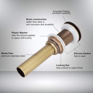 Sifone a scomparsa in ottone a prova di perdite, resistente, dal design moderno, colore anticato, superficie galvanizzata, adatto per lavabi e scarichi del bagno - Product Image 2