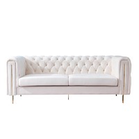 Ensemble de canapé chesterfield tufté en velours rose Ensemble de canapé d'hôtel Ensemble de canapé de salon