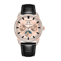 Montre pour homme HANBORO de haute qualité, multifonctionnelle, boîtier en acier inoxydable, mouvement mécanique, résistante à l'eau 5 BAR, bleu turquoise
