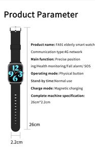 Reloj Inteligente FA91S para Personas Mayores con Tarjeta SIM, Rastreo en Tiempo Real, Llamada de Emergencia con un Clic, Videollamada, Alarma de Caídas y GPS - Product Image 6