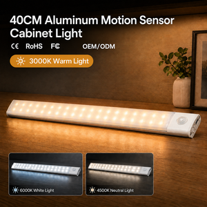 Rechargeable Under magnetic LED Cabinet <b>Light</b> with Motion <b>Sensor</b> 3 Color Stepless Dimming LED <b>Light</b> Bar for Wardrobe and Shelf - Product Image 1