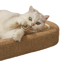 Grand nid de repos ovale en corde de sisal de 61 cm avec base antidérapante, jouet suspendu en forme de boule pour chats corpulents, griffoir d'intérieur pour chats