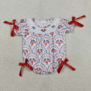 RTS - Ropa de Bebé Niña con Estampado del 4 de Julio Estadounidense, Algodón y Elastano, con Lazos, Mono de Burbuja para Bebés, con Cierre, Informal, para Recién Nacidos - Product Image 4