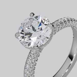 1CT Brilliant Cut Lab Grown Diamond Filled Multi <b>Row</b> Band Ring 14K Gold Luxury Wedding Anniversary Fine Jewelry for Certified - Product Image 2