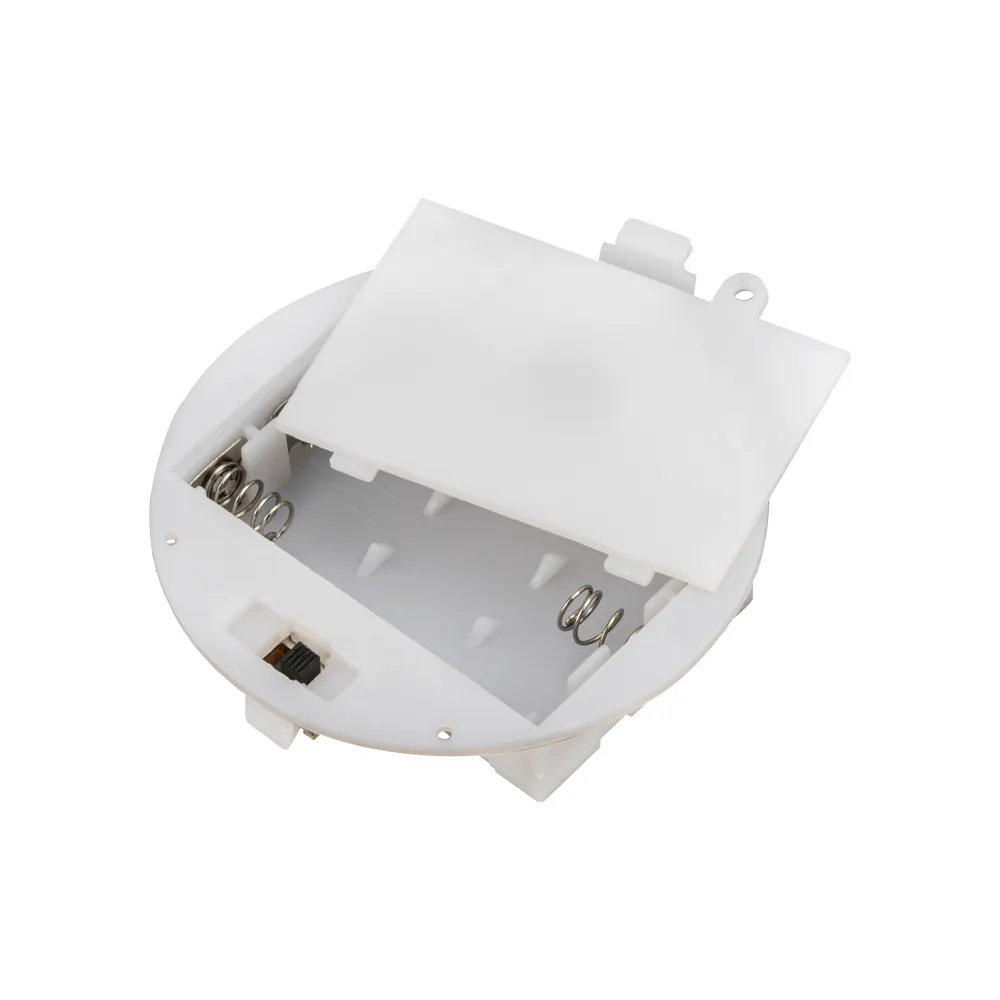 3AAA White Plastic Battery Case 4.5V Battery Holder Round Slide Switch Control Battery Holder