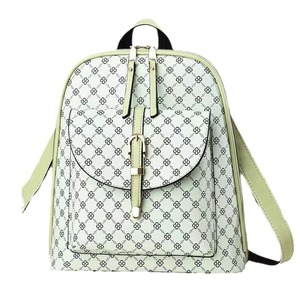 Light Green Women's <b>Backpack</b> Square Geometric Pattern Buckle Closure <b>Lightweight</b> Medium Capacity All Seasons Daily Use - Product Image 1
