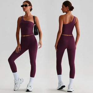 <span class=keywords><strong>Abbigliamento</strong></span> Yoga di Alta Qualità per Donne, Top Sportivo Monospalla Riciclato, Leggings e Reggiseno ad Asciugatura Rapida - Product Image 2