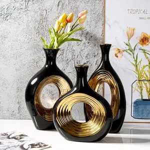 Vaso in ceramica galvanica di lusso leggero personalizzabile per vasi di fiori in porcellana per la decorazione domestica