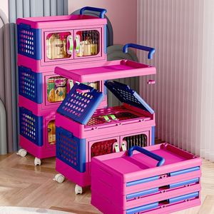 Chariot de rangement pour jouets avec roulettes et portes pour chambre d'enfant, rangement pour collations et jouets, nettoyage facile, type sur pied - Product Image 4