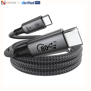 Uniean 1m 1.8m nylon bện đồng trục usb4.0 Cáp PD nhanh sạc cáp loại C 40Gbps 240W 8K 60Hz Loại C để Loại C Cáp - Product Image 1