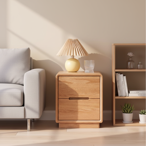 Table de <span class=keywords><strong>chevet</strong></span> et armoire de rangement en chêne massif de style japonais moderne de luxe, avec <span class=keywords><strong>2</strong></span> tiroirs, pour appartement, vente en gros directe d'usine - Product Image 1