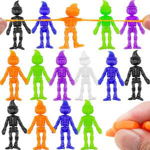 2025 New Elastic Stretchable Pumpkin Head Sticky Hand Toy Stress Relief <b>Squeeze</b> Toy Wall Climbing Halloween Skeleton - Product Image 1