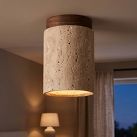 Plafonnier LED en travertin Wabi Sabi pour couloir, salle à manger, bureau à domicile, restaurant, lampe en pierre jaune