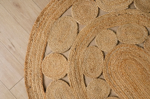 Élégant tapis rond en jute fait main beau design avec technique de tissage plat en peluche pour la décoration de la chambre - Product Image 4