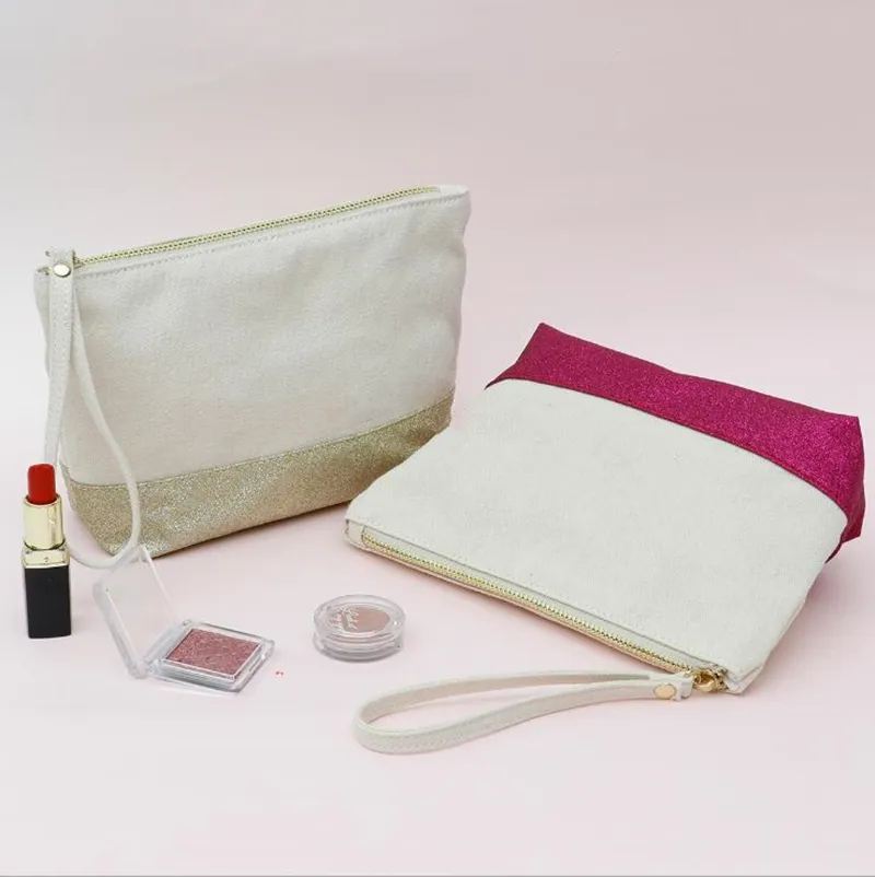 Bolsa feminina de algodão, bolsa cosmética de lona para viagem, maquiagem, cosméticos, bolsa