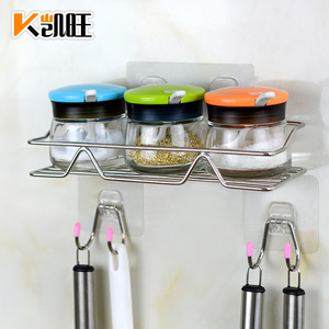 Stainless Steel Square Single Layer Wall Mounted Storage Rack Punch Free Kitchen Bathroom Organizer <b>Shelf</b> - Product Image 5