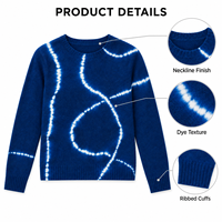 Fabricant de pulls teints Shibori, hauts en tricot tie-dye, OEM, ODM, marque privée, vente en gros, production en vrac pour les marques de mode
