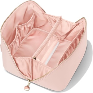 Wholesale <b>Large</b> Capacity Portable Makeup <b>Case</b> Waterproof PU Leather <b>Pillow</b> Bag for Cosmetics Storage Travel Zipper Bag - Product Image 1