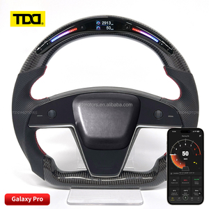 พวงมาลัยคาร์บอน TDD LED แบบกำหนดเอง หุ้มหนัง สำหรับ Tesla Model S/Y/3 ผลิตตามสั่ง - Product Image 1