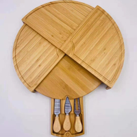 Kerstcadeaus Grote Deli Board Bamboe Charcuterie Kaas Snijden Draaibare Plank Dienblad Hakblok Met 2/3 Messenset