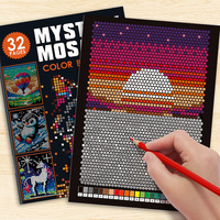 Livre de coloriage par numéros Mystery Mosaics, livre d'activités de puzzle Pixel Art, livre de coloriage mosaïque avec images cachées pour enfants