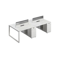 Poste de travail modulaire moderne avec cloison en acrylique et armoire latérale pour bureau multi-personnes