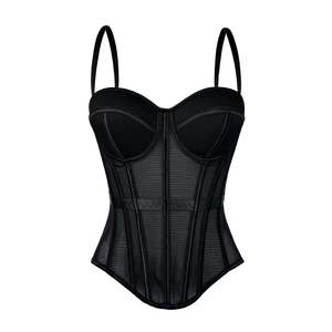 Oferta Destacada: Top Corsé de Color Liso con Varillas para Mujer, Camisola de Malla y Bustier Acolchado, Prenda Exterior Reductora de Cintura - Product Image 3