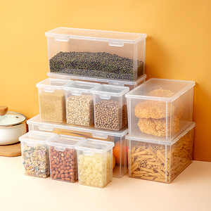 Plastic Containers For Food Pantry Organizers Airtight Plastic Cereal Container Box Food Storage Containers Sets Of 4PCS