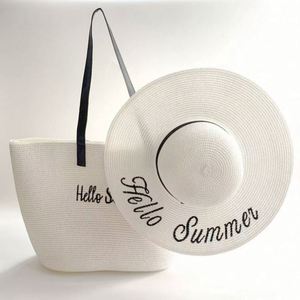 Wholesale Women Summer Vacation Beach <b>Bag</b> With <b>Hat</b> Fashion Sombreros De Paja Ladies Embroidery Floppy Straw <b>Hats</b> and <b>Bag</b> Set - Product Image 5