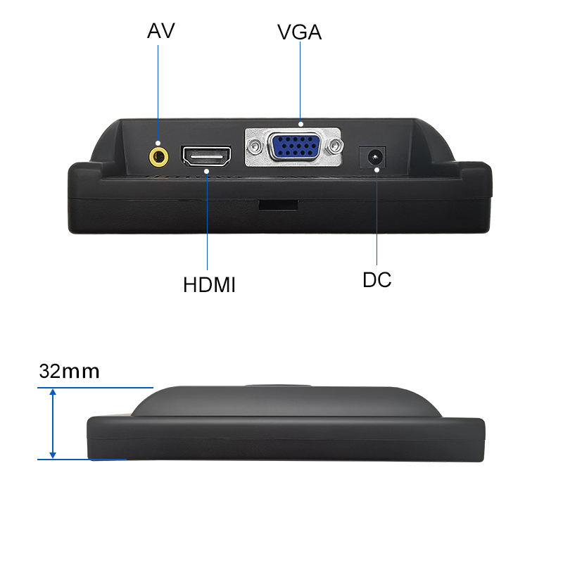 7 Inch Industrial Desktop Tft Lcd Monitor HD-MI VGA AV Wide 800*480 Screen IPS 1024*600 LED VESA Wall-Mounted 7" Display