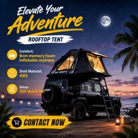 Tente de camping ADA Overland à coque rigide avec bande lumineuse LED pour toit de voiture, SUV, camion, camping, 2-3 personnes