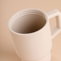 Botol Minum Tumbler Macaron Beige Warna-Warni Kustom yang Lucu, Ringkas, Dapat Digunakan Kembali untuk Dewasa, Mug Minum Portabel dengan Sedotan Silikon
