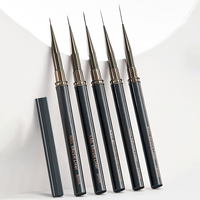 Ensemble de stylos à poils fins pour nail art avec manche métallique, pour motifs floraux et dessin de lignes, 5 pièces, Modèle 562, Fabriqué au Jiangxi