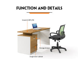 Modern tek ofis masası masa 1.4m basit beyaz meşe Finish ekonomik ev ofis mobilyaları - Product Image 5