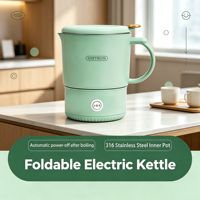 Bouilloire pliable en acier inoxydable 316, bouilloire électrique portable d'extérieur, haute puissance et grande capacité, certifiée CB
