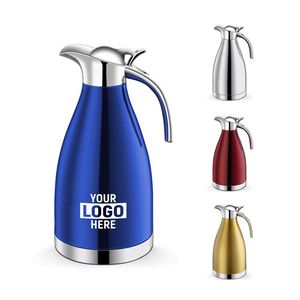Carafe thermique en acier inoxydable à double paroi avec logo personnalisé, 2 litres, 68 oz, conservation de la chaleur pendant 12 heures, thermos isolé - Product Image 1