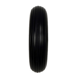 Rueda de poliuretano sólido de 8 pulgadas (20050 mm) con banda de rodadura firme, negra, para uso pesado. - Product Image 4