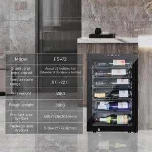 OEM & ODM personalizzabile Smart 22 bottiglie di vino refrigeratore congelatore con illuminazione a LED fabbrica diretta 75L elettrico vino frigorifero