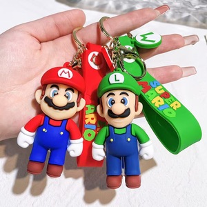Cartoon 3d Pvc Anime Super Marios Bros Keychains Mushroom Luigi Yoshi Key Chain Key Ring Promotional Gift Custom Rubber Keychain