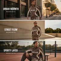 Conjunto Deportivo de 2 Piezas para Hombre, Chaqueta con Cuello Alto y Cierre Completo, Paneles en Contraste, Pantalones Deportivos con Cintura Elástica y Cordón Ajustable, Producción OEM