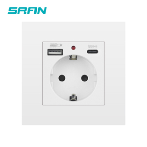 Sran ổ cắm với USB và Loại C EU điện tường chuyển đổi cắm sạc USB ổ cắm - Product Image 1