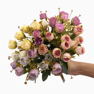 China 5 Vork 10 Bloem 30Cm Kunstmatige Herfst Rozen Bloemen Voor Bruiloft Evenementen